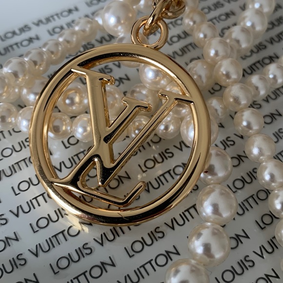 Louis Vuitton Jewelry - ⚡️Sale Authentic repurposed LV Trademark logo charm pearl necklace